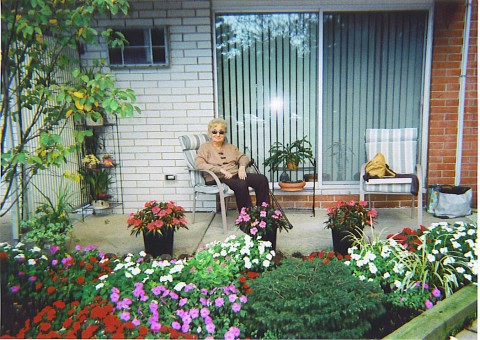 Ruthie on the patio